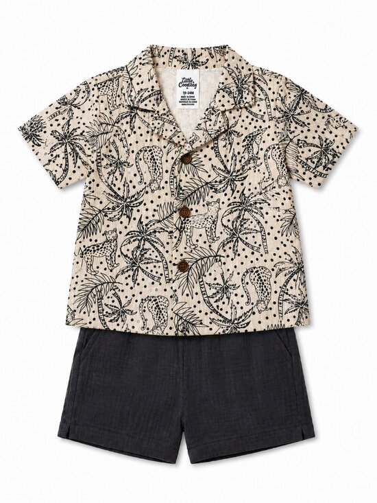 Baby Essentials Other - NWT Baby Essentials 2 Piece Toddler Boy Short Set Safari Print Shirt & Shorts